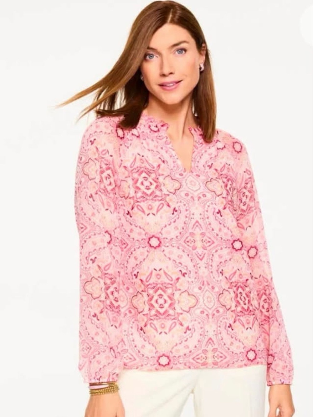 TALBOTS MEDALLION PAISLY BLOUSE SIZE MEDIUM NWT!
